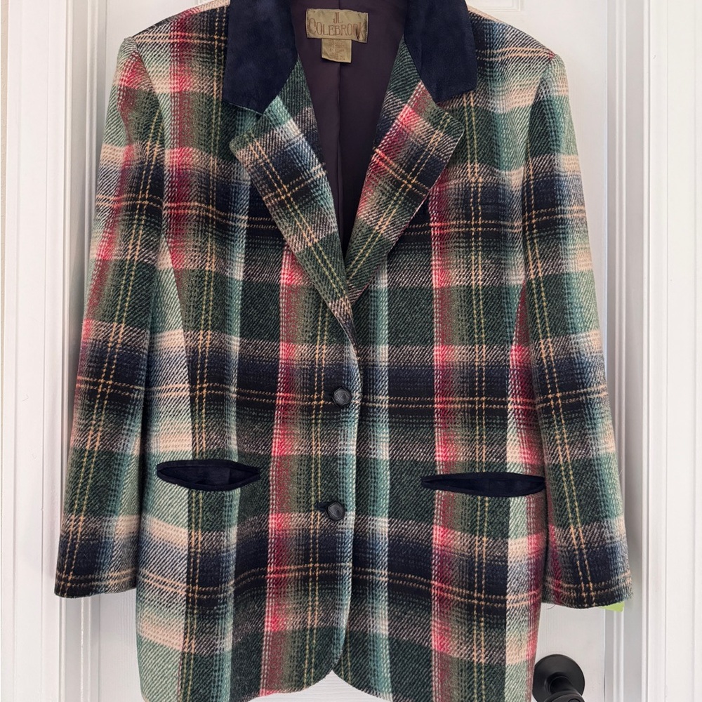 🐎 VTG JL Colebrook Tartan Blazer Plaid Wool Equestrian Size L - Picture 6 of 11